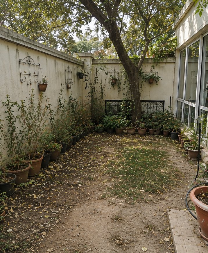 Courtyard brought back to life — before Garden Sathi care